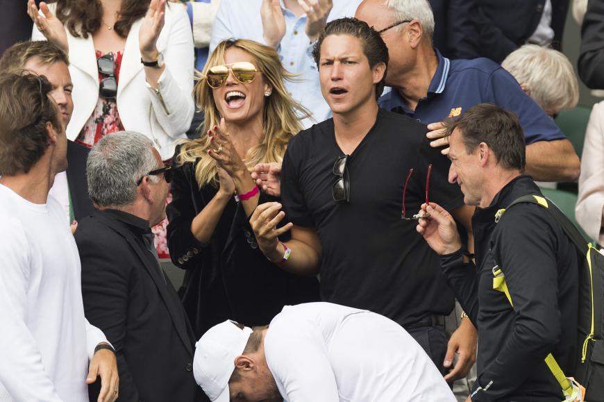 Heidi Klum und Vito Schnabel fiebern mit Tennis-Profi Milos Raonic mit.