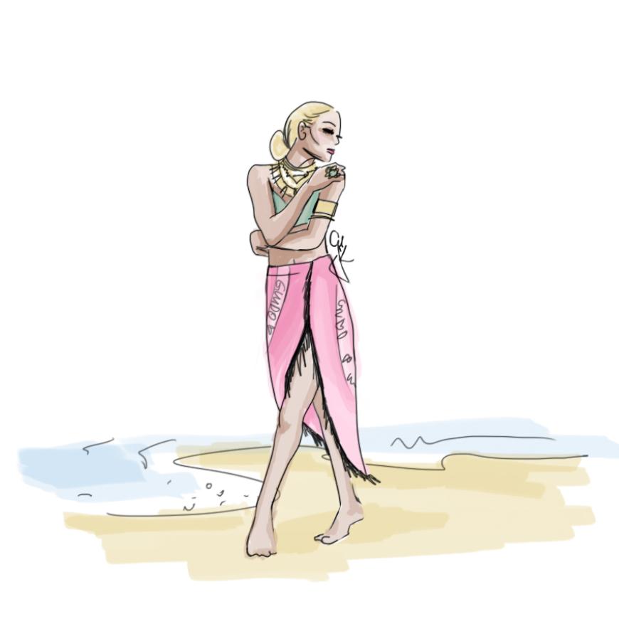 ... eleganter Pareo über dem Bikini...