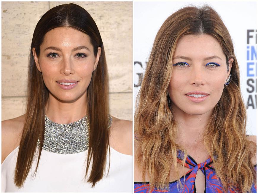 Jessica Biel lässt ihre Augen mit Kobaltblau strahlen.