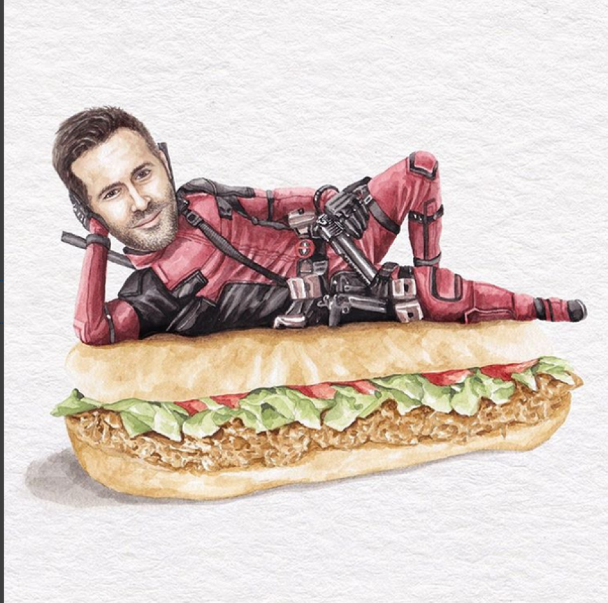 Der Instagram-Account "Celebs On Sandwiches" ist total angesagt! Der Künstler Jeff McCarthy verbindet unsere zwei liebsten Sünden, Stars und Essen, in lustigen Karikaturen. Hier liegt Ryan Reynolds auf einem Sandwich.