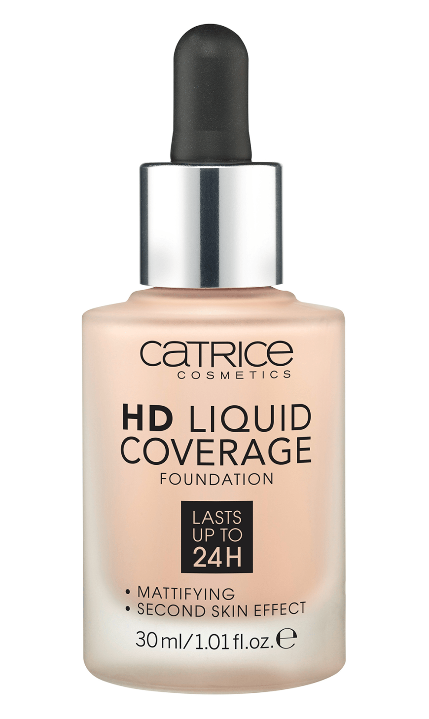 Lange Haltbarkeit: „HD Liquid Coverage Foundation“ von Catrice, ca. 7 Euro