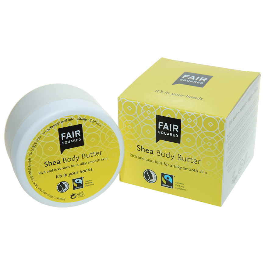 Shea Body Butter von Fair Squared, bringt die Haut mit fair gehandelter Sheabutter zum Strahlen, ca. 12 Euro, fairsquared.info