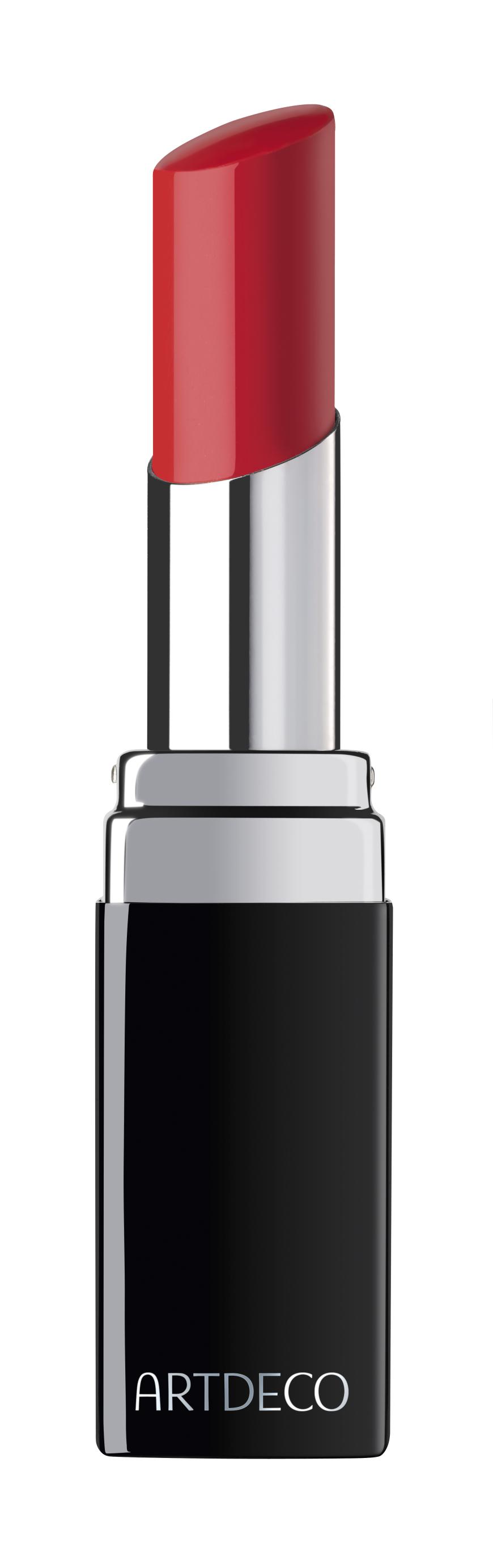 „Color Lip Shine“ von Artdeco, auf Gelbasis, in „Shiny Bright Red“, ca. 13 Euro