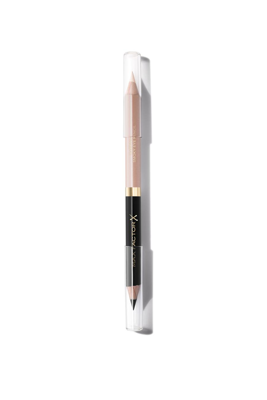 Doppelter Kajal „Eyefinity Smoky Eye Pencil“ von Max Factor, in „Black Onyx & Diamond Glitz“, ca. 6 Euro