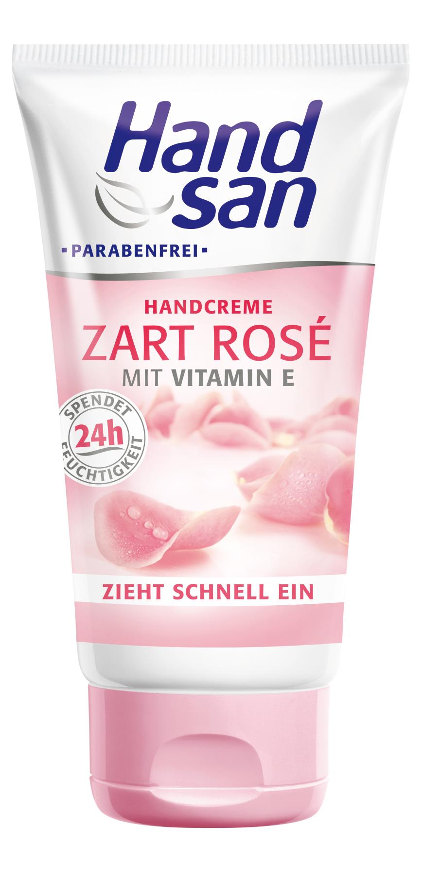 „Handcreme Zart Rosé“ von Handsan, ca. 1 Euro