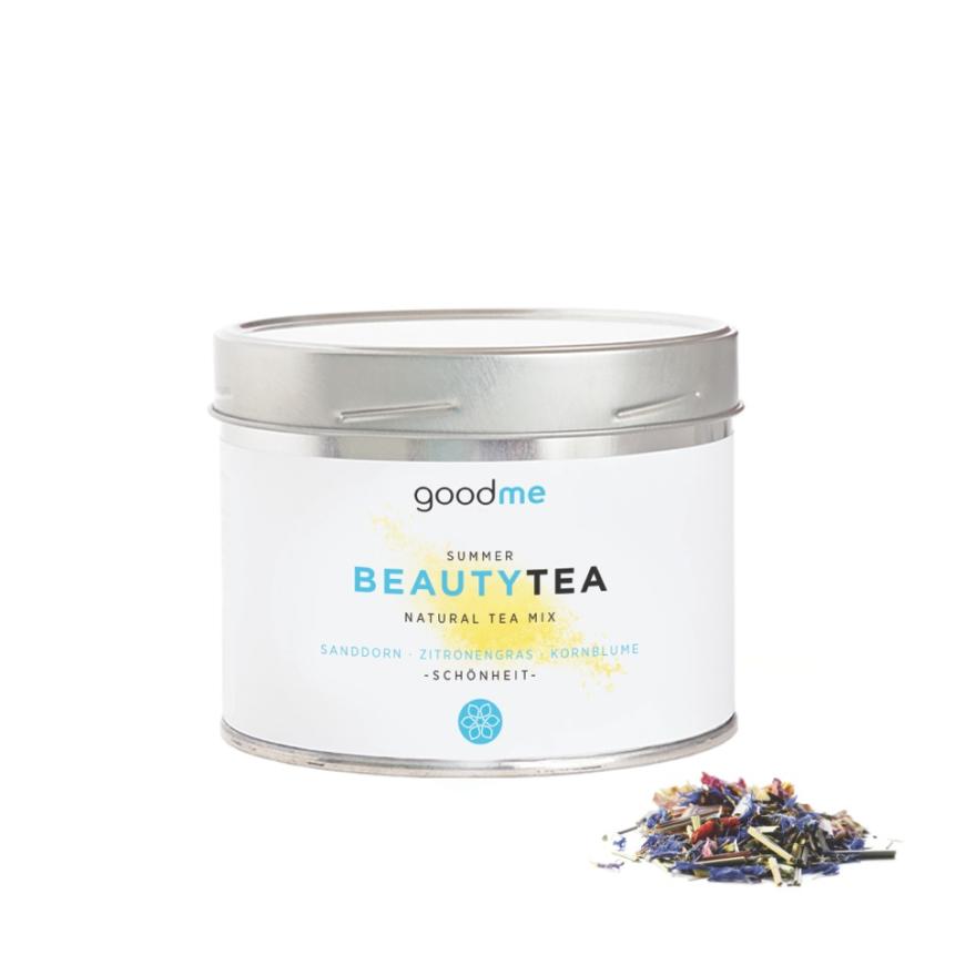 Summer Beautytea von goodme ist die perfekte Erfrischung und der ideale Sommer-Begleiter und eignet sich auch als Ice-Tea-Variante. Rund 12 Euro. Hier shoppen.
