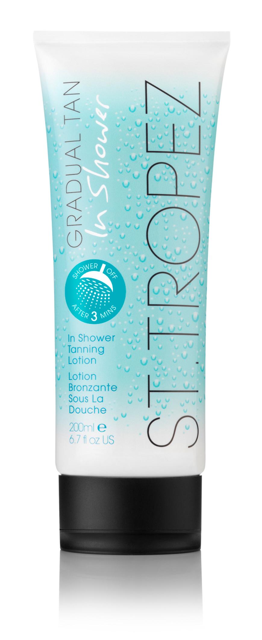 Bräunt sanft: „Gradual Tan In Shower Lotion“-Selbstbräuner von St. Tropez ca. 18 Euro, douglas.de