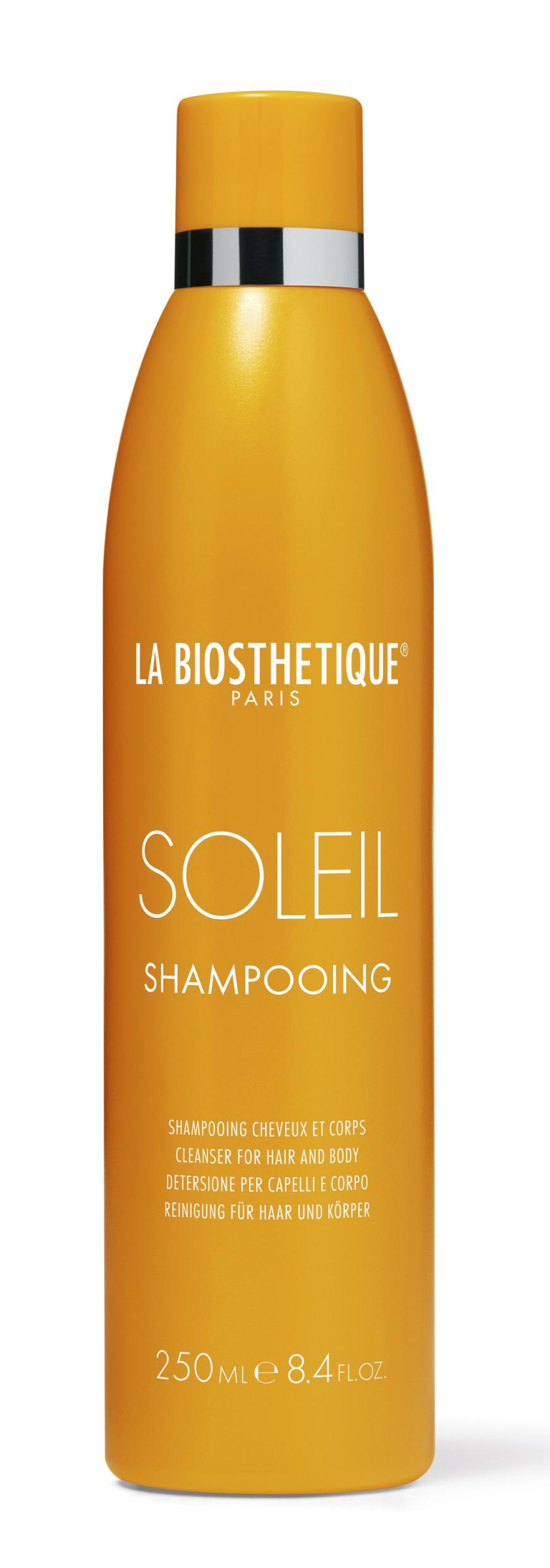 Entfernt Salz- und Chlorreste: „Soleil Shampooing“-Shampoo von La Biosthétique, ca. 9 Euro, beim Friseur