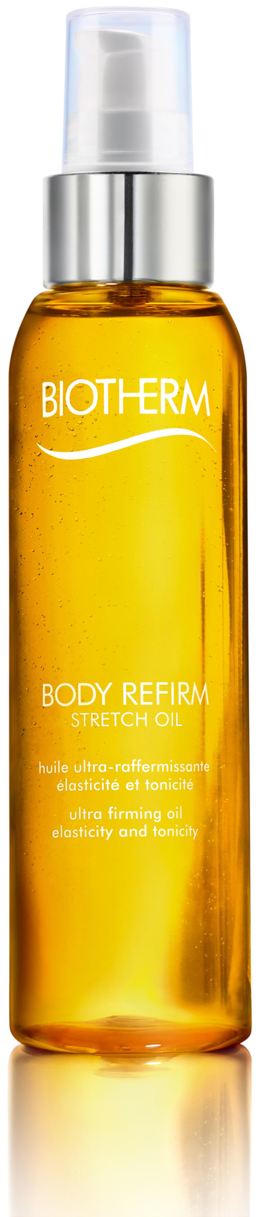 GEGEN DEHNUNGSSTREIFEN: „Body Refirm Stretch Oil“ von Biotherm, ca. 45 Euro