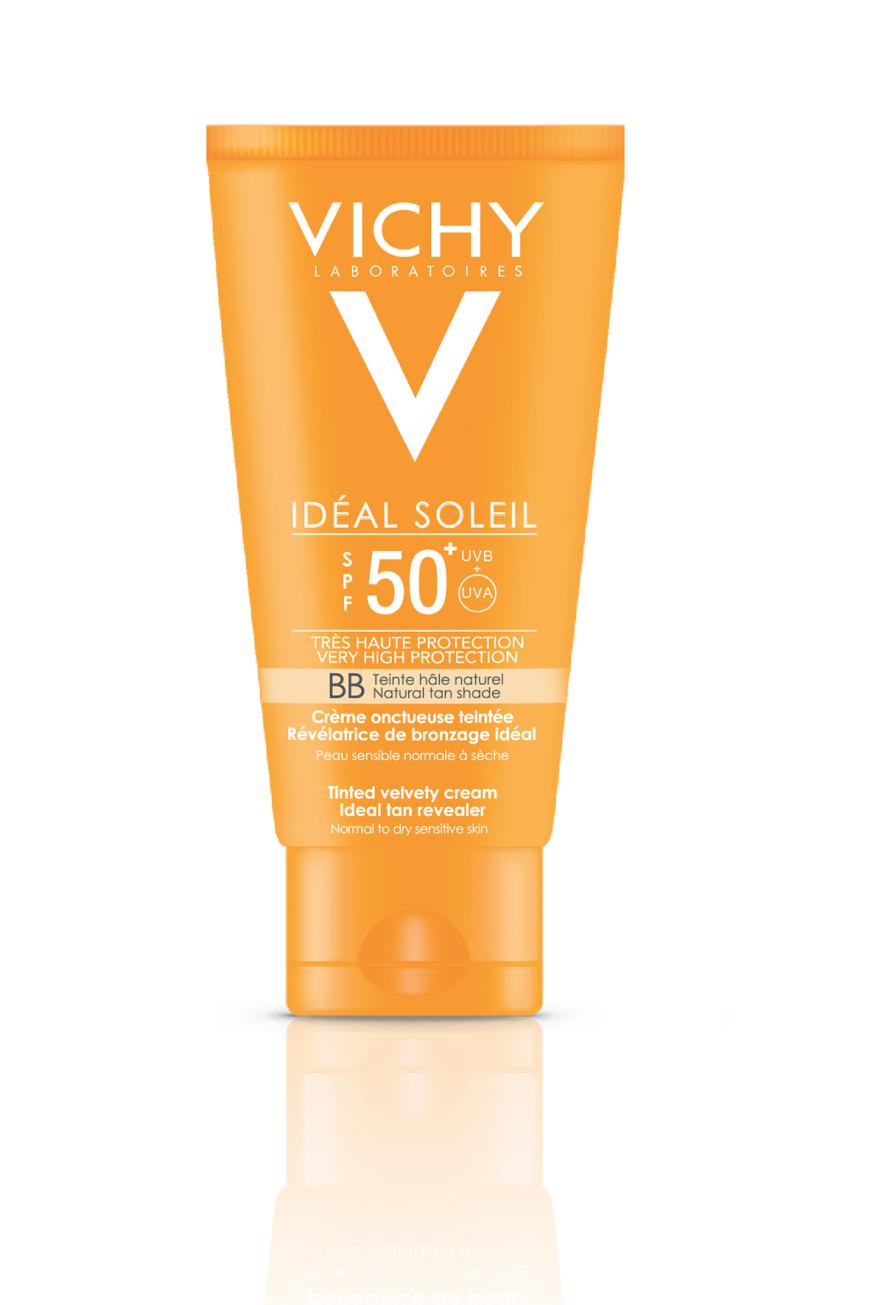 „Idéal Soleil BB Cream“ von Vichy mit LSF 50, leicht getönt, ca. 21 Euro, in Apotheken
