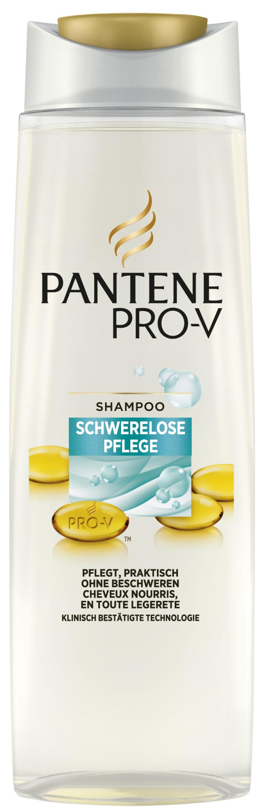 Reverse-Washing: BESCHWERT NICHT „Schwerelose Pflege“-Shampoo von Pantene Pro-V, ca. 3 Euro