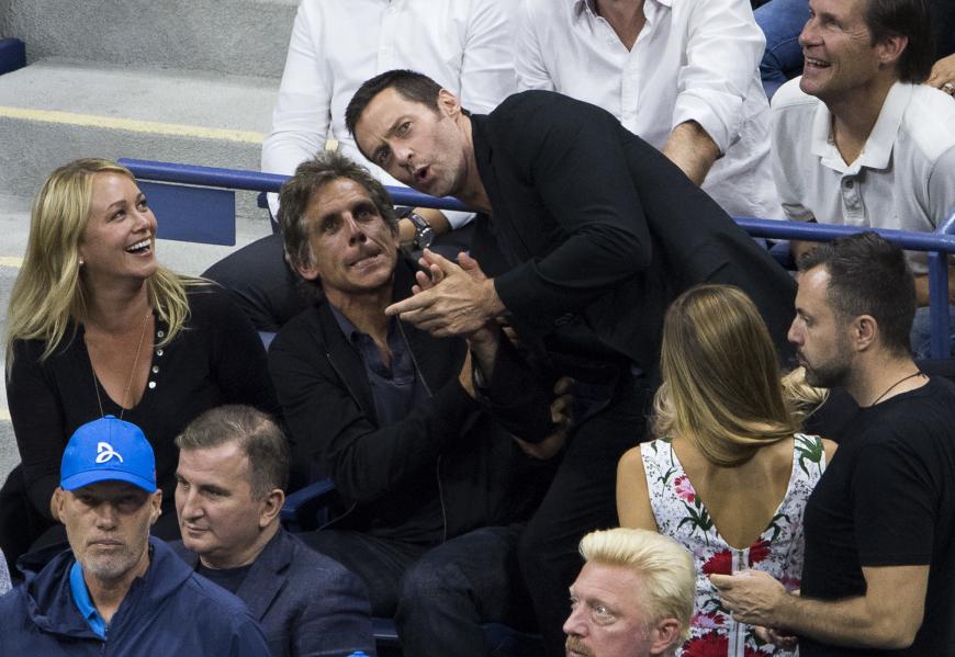 Ben Stiller und Hugh Jackman blödeln herum und ...