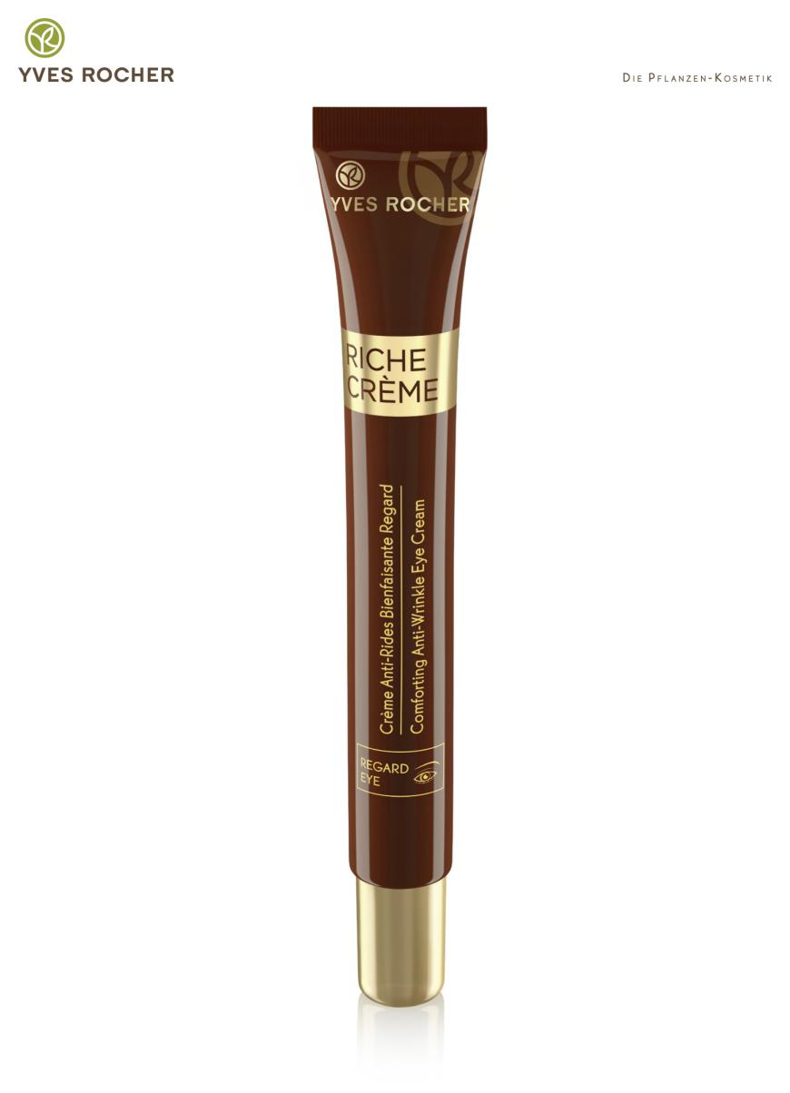 „Riche Crème Augenpflege“ von Yves Rocher, feuchtigkeitsspendende Gel-Textur, ca. 19 Euro, yves-rocher.de