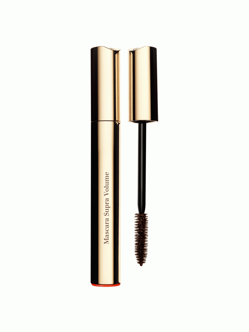 „Mascara Supra Volume“ von Clarins, in „Intense Black“, ca. 28 Euro