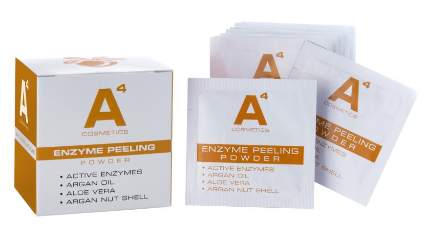 SANFT „Enzyme Peeling Powder“ von A4, ca. 66 Euro (6 Sachets), a4cosmetics.de