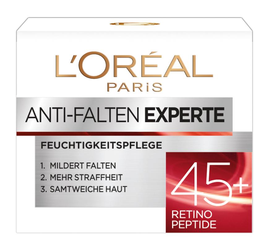 3 MIT RETINOL-PEPTIDEN „Anti-Falten Experte Feuchtigkeitspflege“ von L‘Oréal Paris, ca. 5 Euro