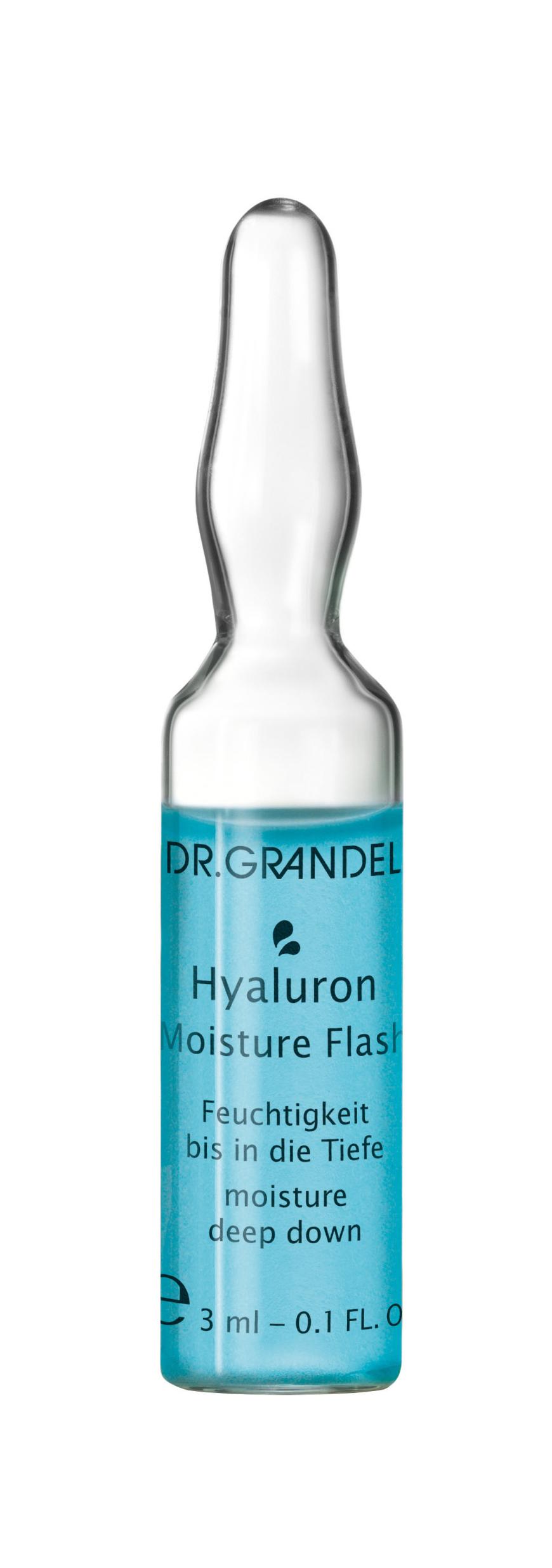 4 FEUCHTIGKEIT „Hyaluron Ampulle“ von Dr. Grandel, 3 St., ca. 14 Euro, grandel.de