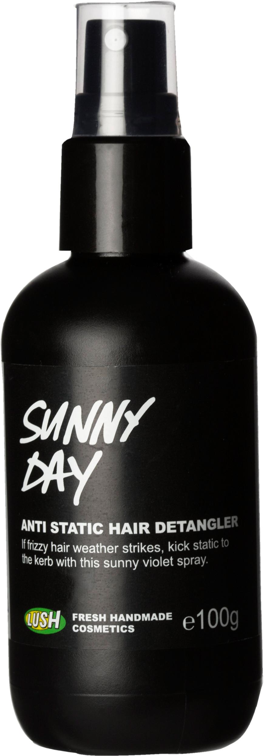 ANTISTATISCH „Sunny Day Anti Static Hair Detangler“-Stylingspray von Lush, ca. 18 Euro, lush.com