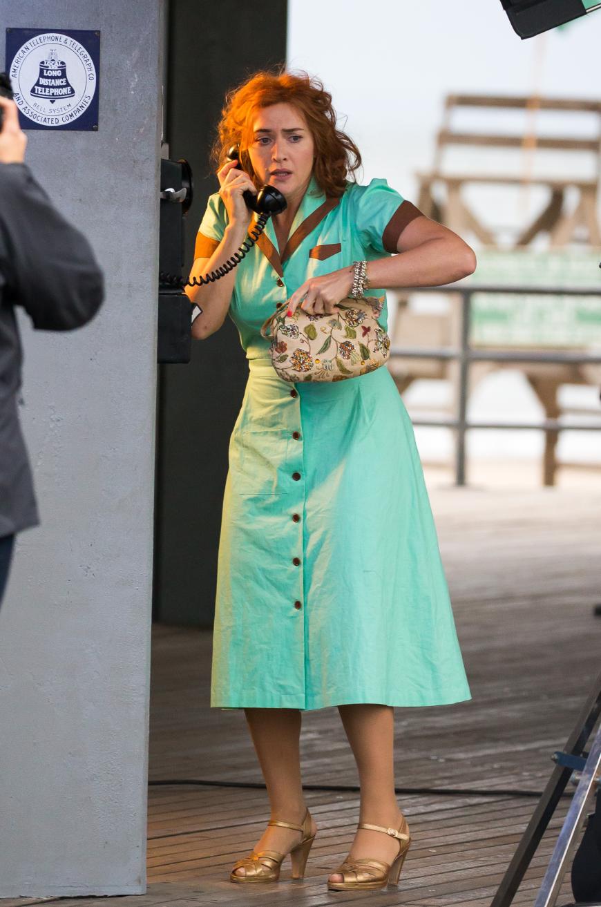 Oh no - was ist mit Kate Winslet passiert? Keine Sorge, die Schauspielerin dreht mit Woody Allen auf Coney Island in New York.