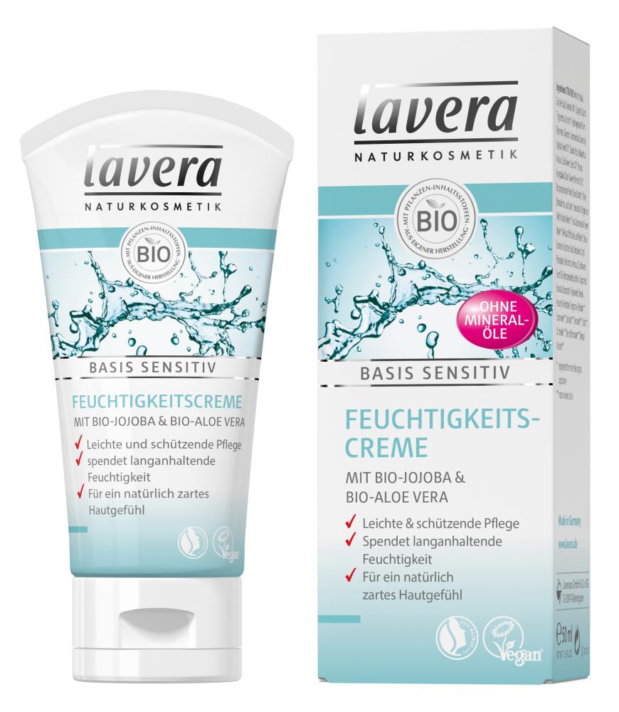 HYDRATISIERT „Feuchtigkeitscreme“ mit Bio-Jojoba und Bio-Aloe-vera von Lavera, ca. 8 Euro