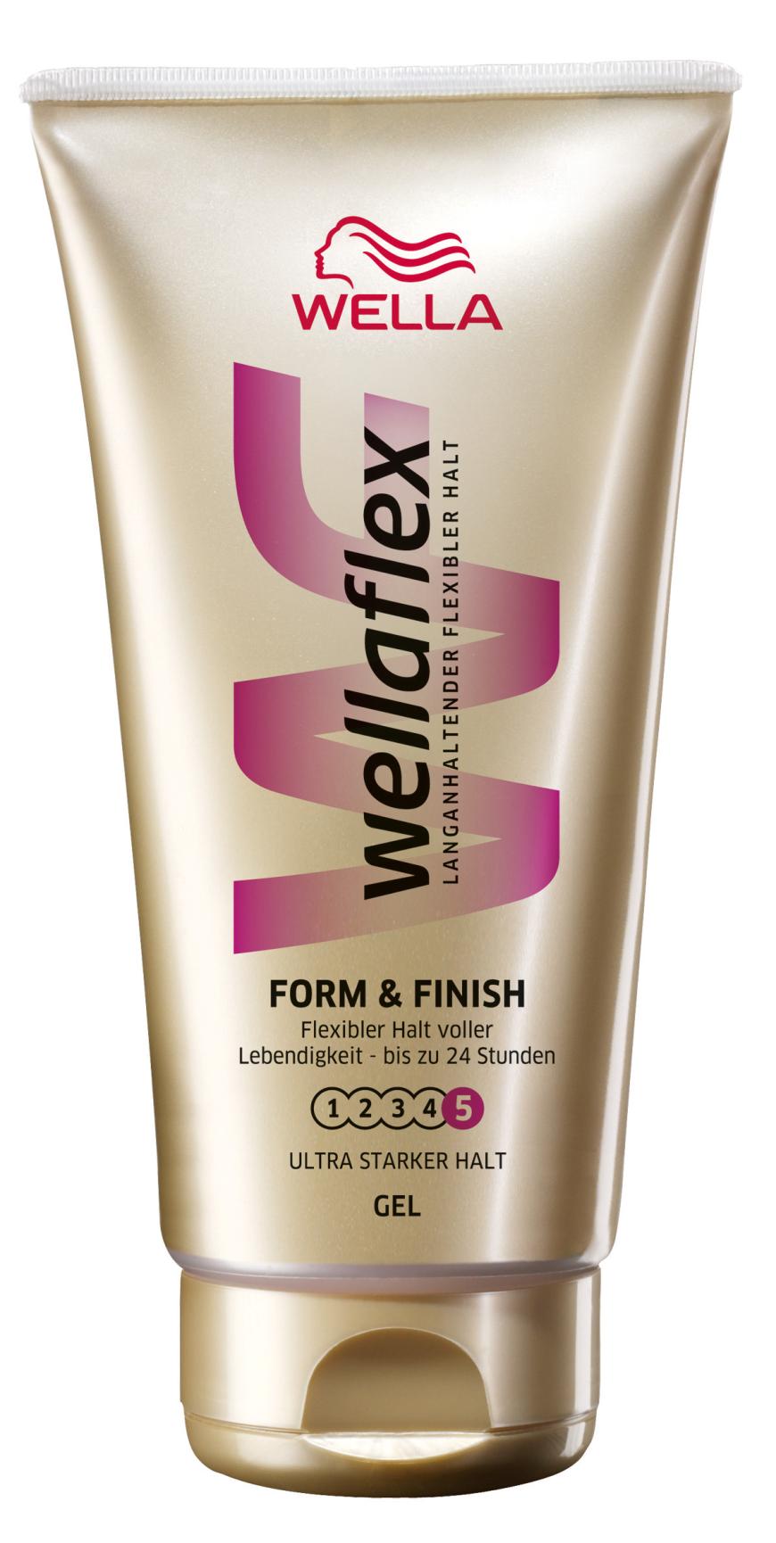 Formt Wellen: „Wellaflex Form & Finish Gel Ultra starker Halt“-Haargel von Wella, ca. 3 Euro