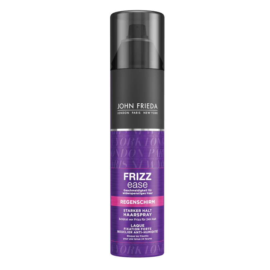 Starker Halt: „Frizz Ease Regenschirm Haarspray“ von John Frieda, ca. 8 Euro