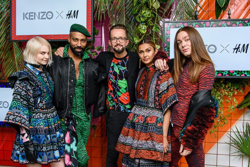 H&M Deutschland Chef Thorsten Mindermann (Mitte) mit den Influencern Kira Stachowitsch, Herr Glass, Wana Limar und Riccardo Simonetti.