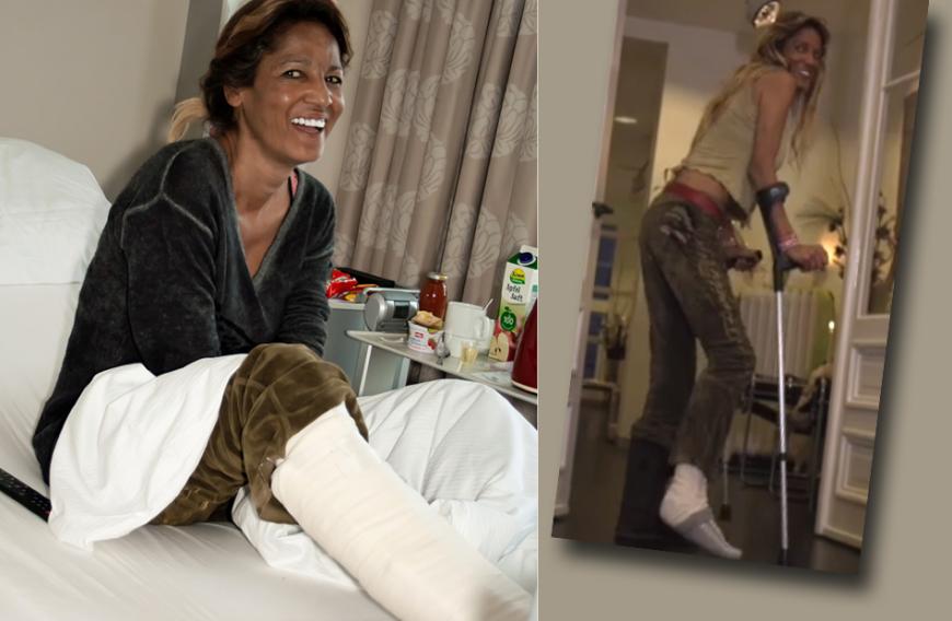 Naddel lächelt die Schmerzen weg. Nach ihrer Entlassung aus dem Krankenhaus wird sie nun gepflegt.