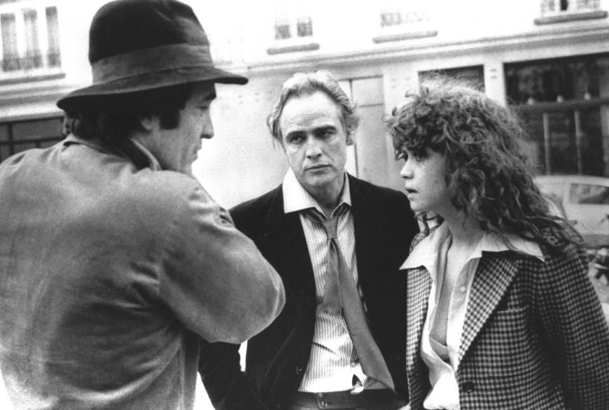 Brando und Schneider mit Regisseur Bernardo Berlucci am Set