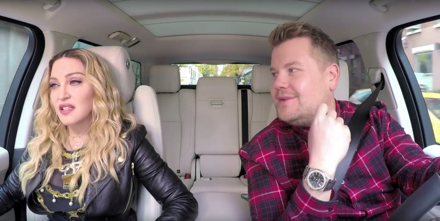 Madonna fährt mit James Corden durch New York.