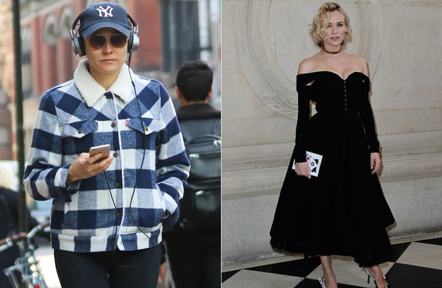 Diane Kruger zeigt, wie wandelbar sie ist: Am 16. Januar auf der Straße und eine Woche später mega-glamourös auf der Fashion Week Paris.