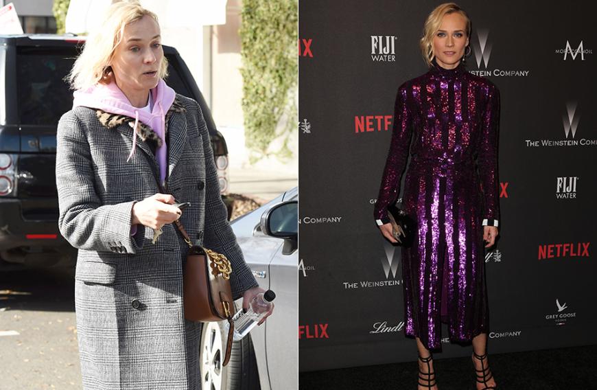 Diane Kruger ungeschminkt und auf dem Red Carpet.