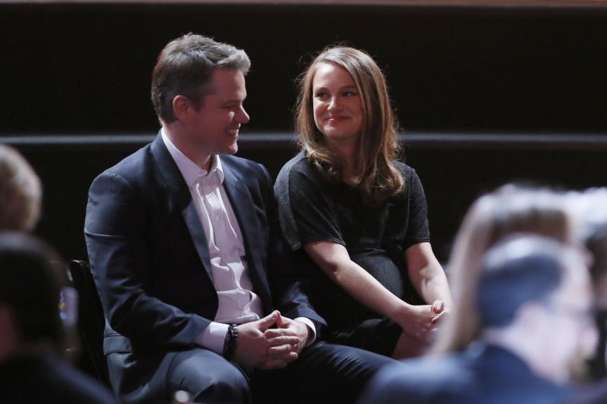 Natalie Portman blödelte mit Kollege Matt Damon herum.