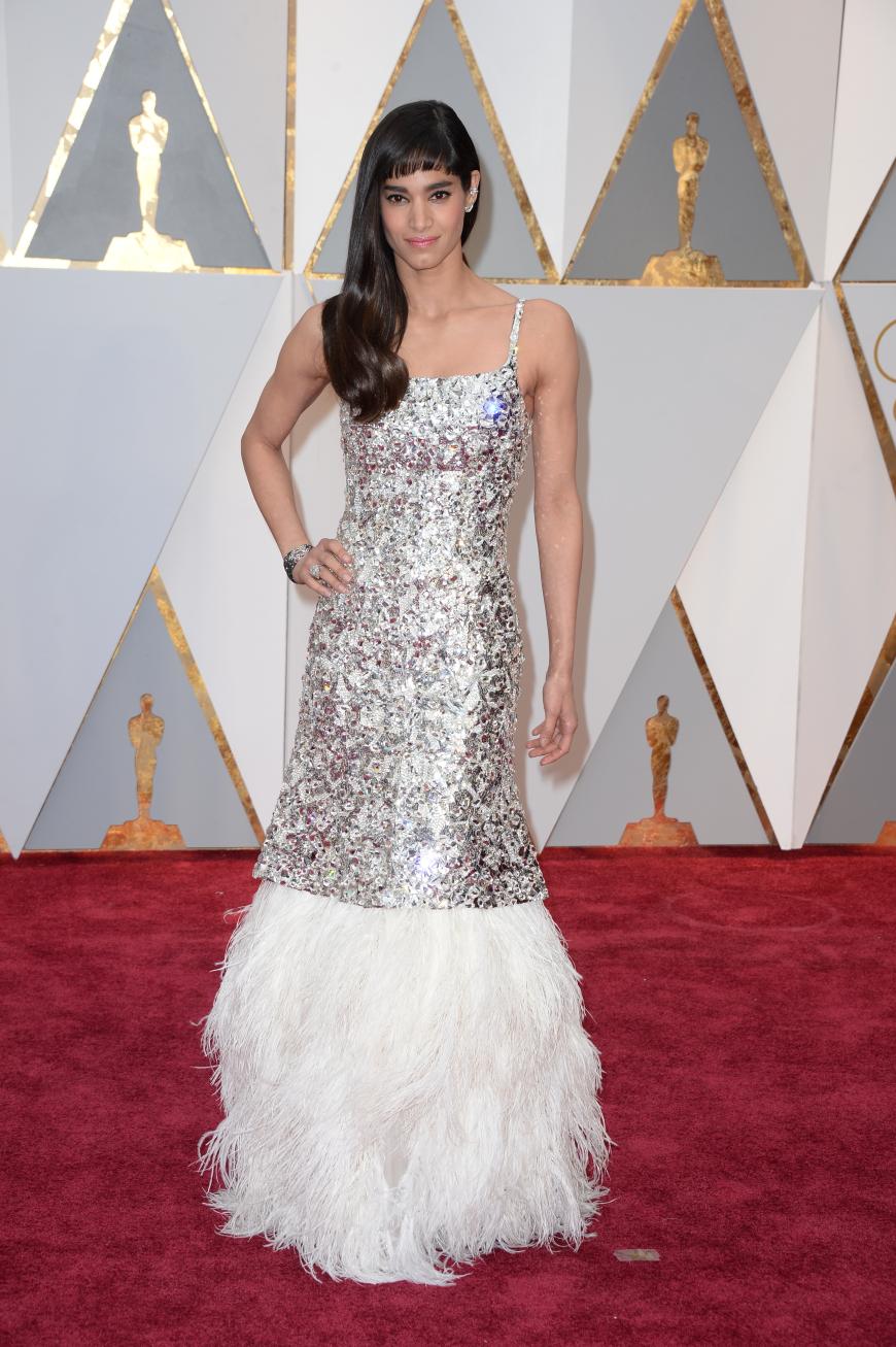Wie ein glitzernder Staubwedel sah Sofia Boutella aus, einmal umdrehen und den Oscar abstauben bitte, oder den Stylisten...