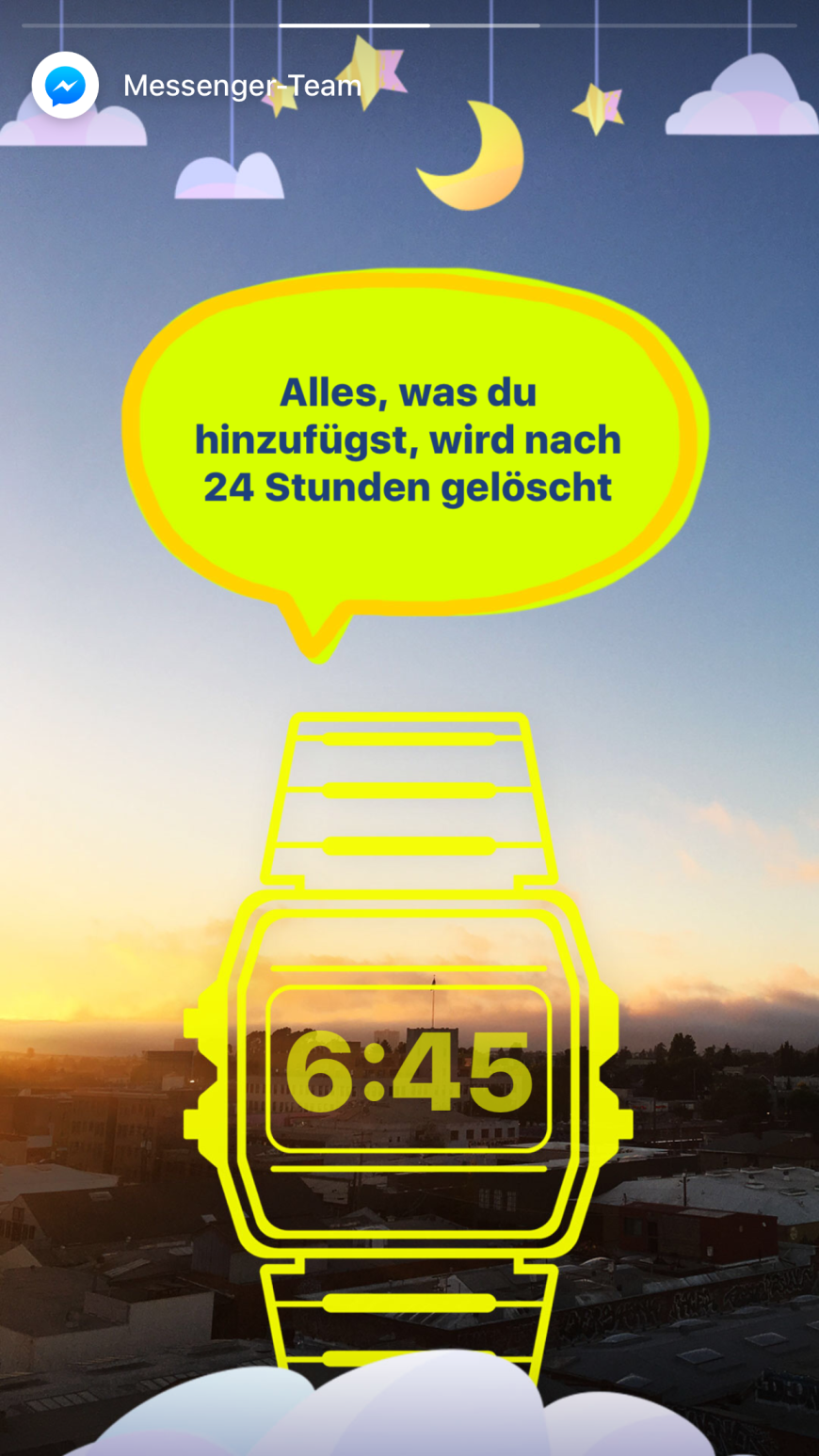 Wie bei der Konkurrenz bleibt der Post nur 24 Stunden bestehen.