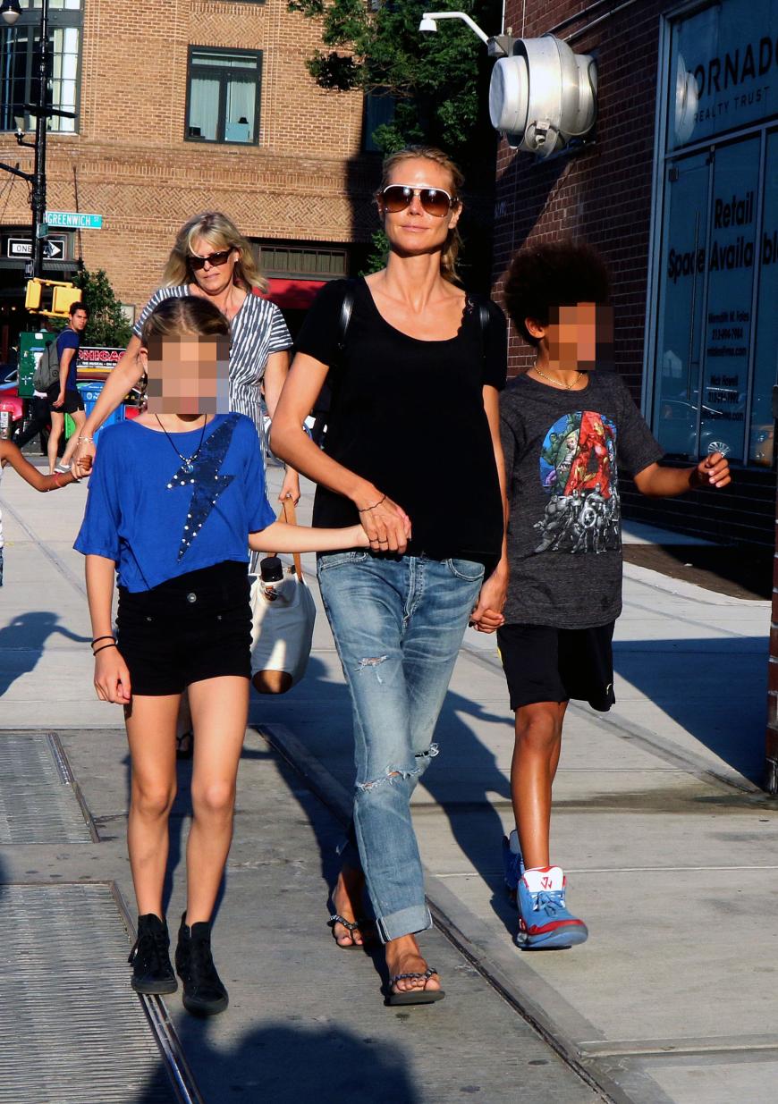Heidi Klum mit Tochter Leni und ihrem Sohn Johan.