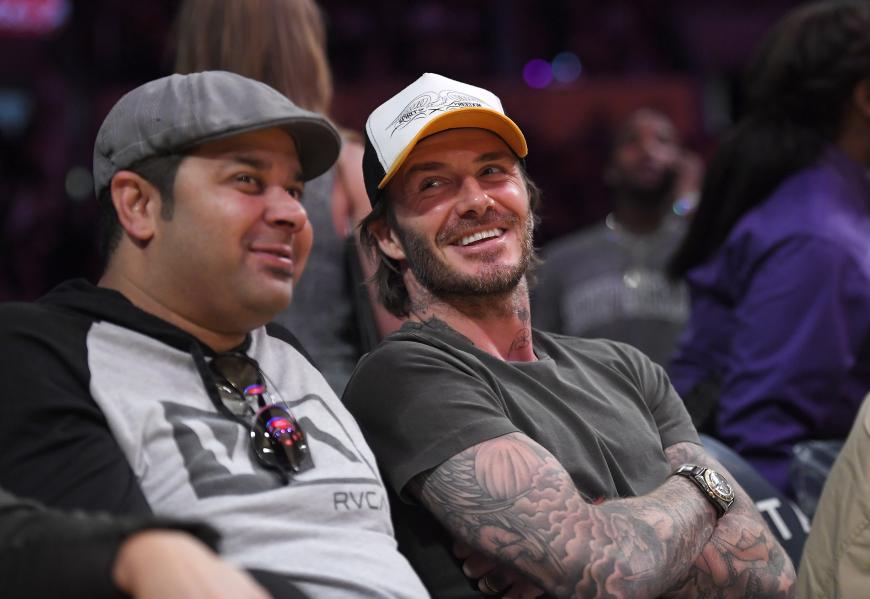 David Beckham hat eine gute Zeit beim Spiel der Lakers in Los Angeles.