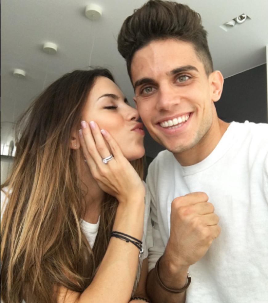 Marc Bartra und seine hübsche Lebensgefährtin Melissa Jiménez bei ihrer Verlobung vor einem halben Jahr.