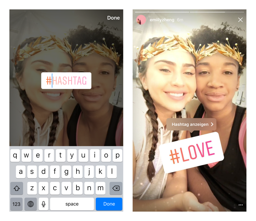 Endlich nicht mehr improvisierte, schriftliche Hashtags in der Instagram-Story: Die Hashtag-Sticker!
