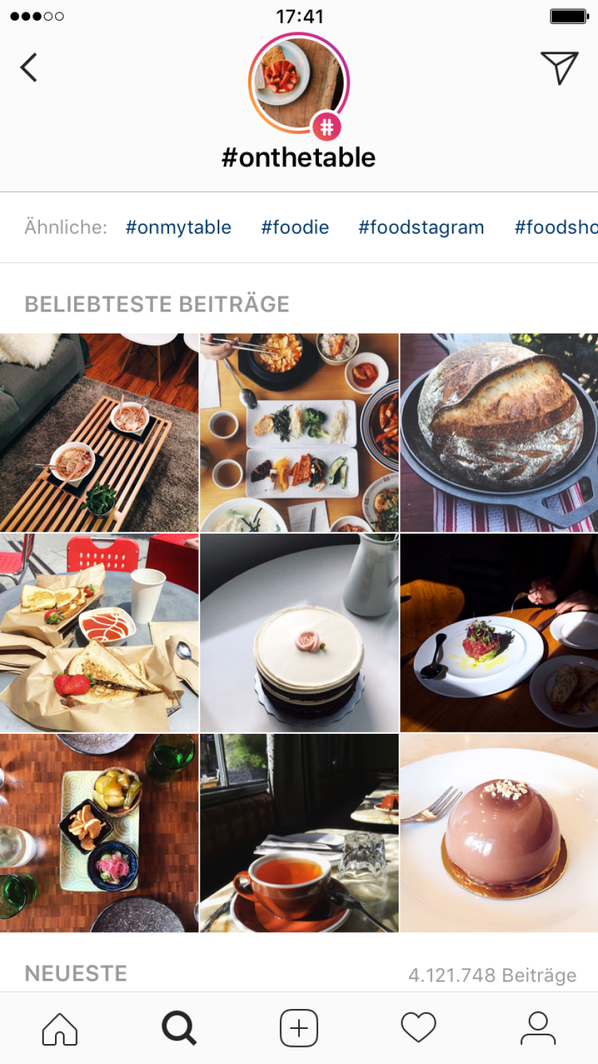 Unter dem jeweiligen Hashtag seht ihr oben die Stories, die diesen Hashtag benutzt haben.