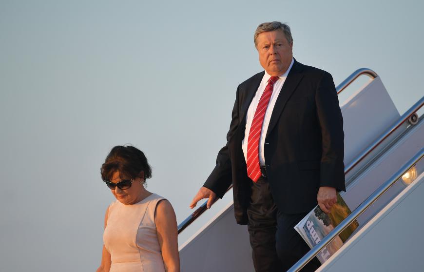 Melanias Vater Viktor Knavs und Mutter Amalija Knavs bei ihrer Ankunft in Washington im Weißen Haus.