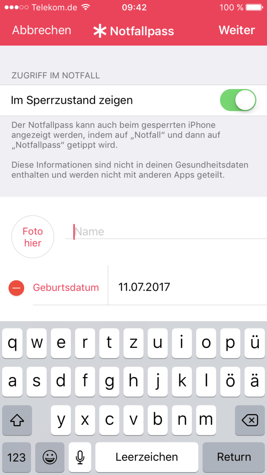 Und so einfach geht es, die wichtigsten persönlichen Infos zum