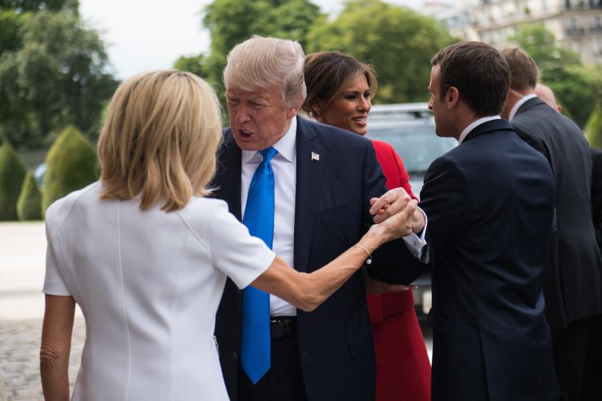 Beim Staatsempfang in Paris trafen Donald und Melania Trump auf Emmanuel Macron und seine Frau Brigitte.