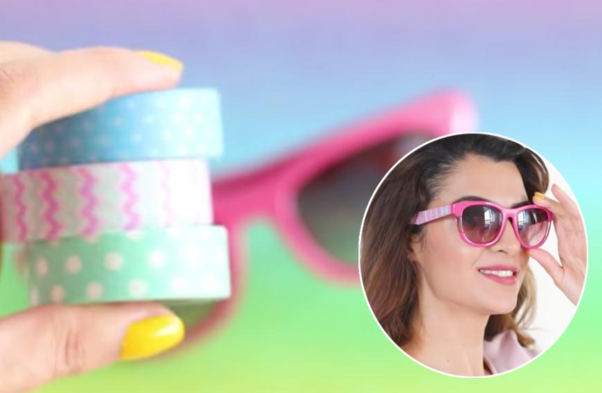 8. Pimp deine Sonnebrille: Mit ein bisschen buntem Tape lässt sich eine langweilige Sonnenbrille ganz easy zum Eyecatcher machen.