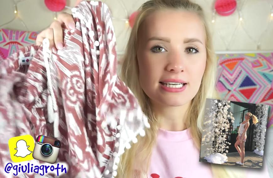 Neben dem Wasserspray von Balea hat die Vloggerin noch einen weiteren Tipp für heiße Tage: weite Hippie-Shorts! Wer es bequem mag, für den sind die bunten Must-haves eine tolle Alternative zu engen Jeansshorts.