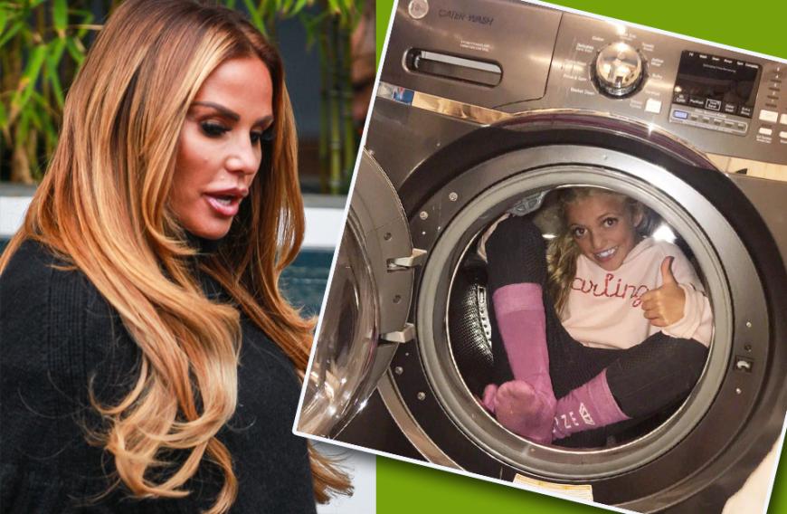 Mit diesem Foto ihrer Tochter Princess in einer Waschmaschine kassiert Katie Price einen heftigen Shitstorm - zu recht!