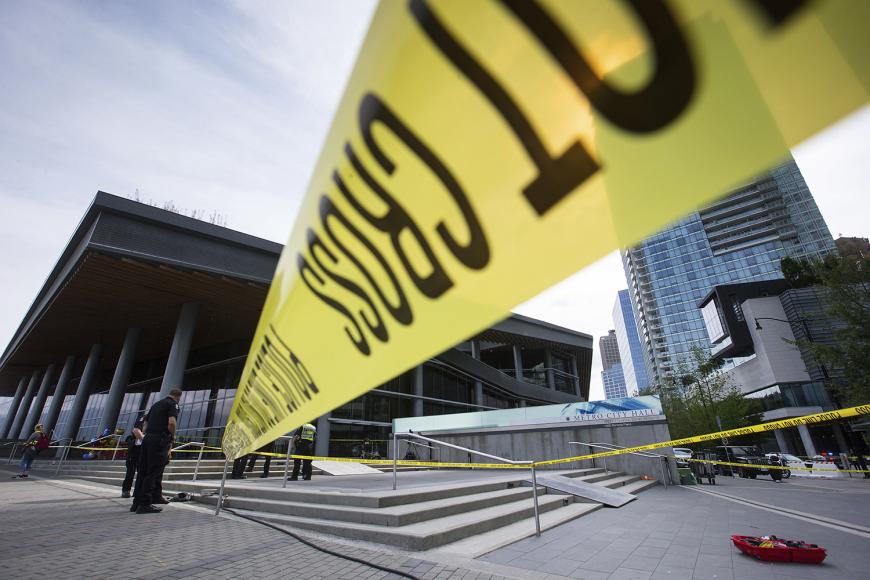 Der Unfallort am Vancouver Convention Center