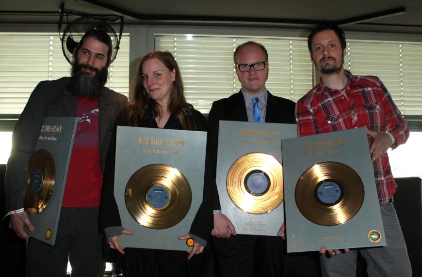 12 Jahre gab es die deutsche Pop-Rock-Band „Wir sind Helden“. Von Links: Pola Roy, Judith Holofernes, Jean-Michel Tourette und Mark Tavassol.