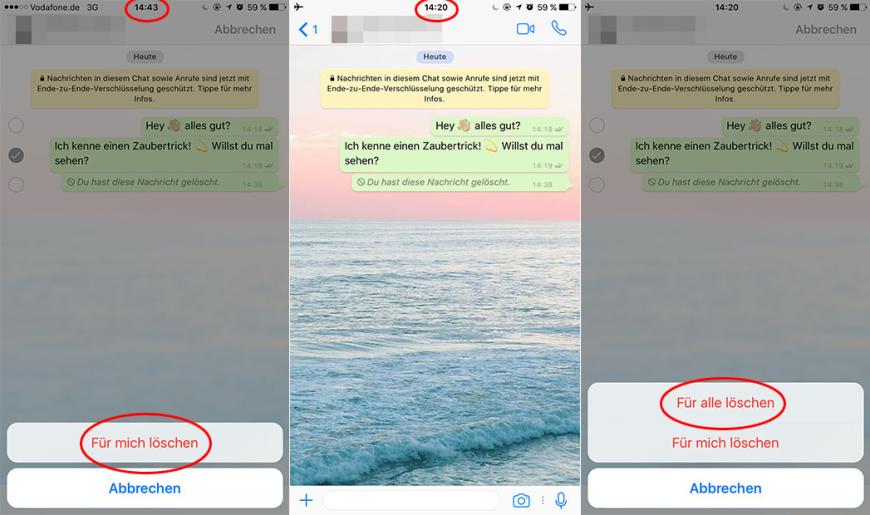 Das Problem: Wenn du eine Nachricht vor mehr als sieben Minuten verschickt hast, fällt die Option