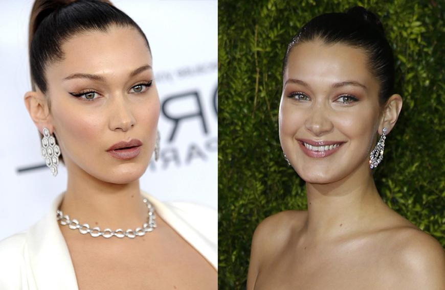 Auch Bella Hadid soll im Gesicht ordentlich nachgeholfen haben. Im linken Foto sieht ihre Kieferpartie deutlich schmaler und graziler aus.